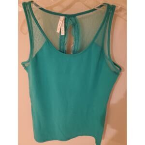 Sleeveless Cotton Scoop Neck, Lace Stretchy Summer Tank M Col Story